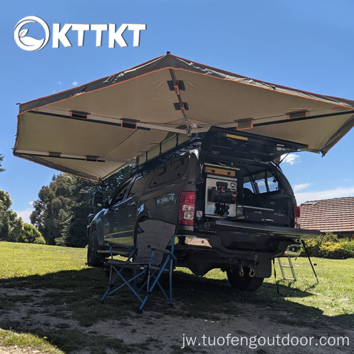 270 ° Khaki Outmoor Camping Scalloped Car Atoung Awning